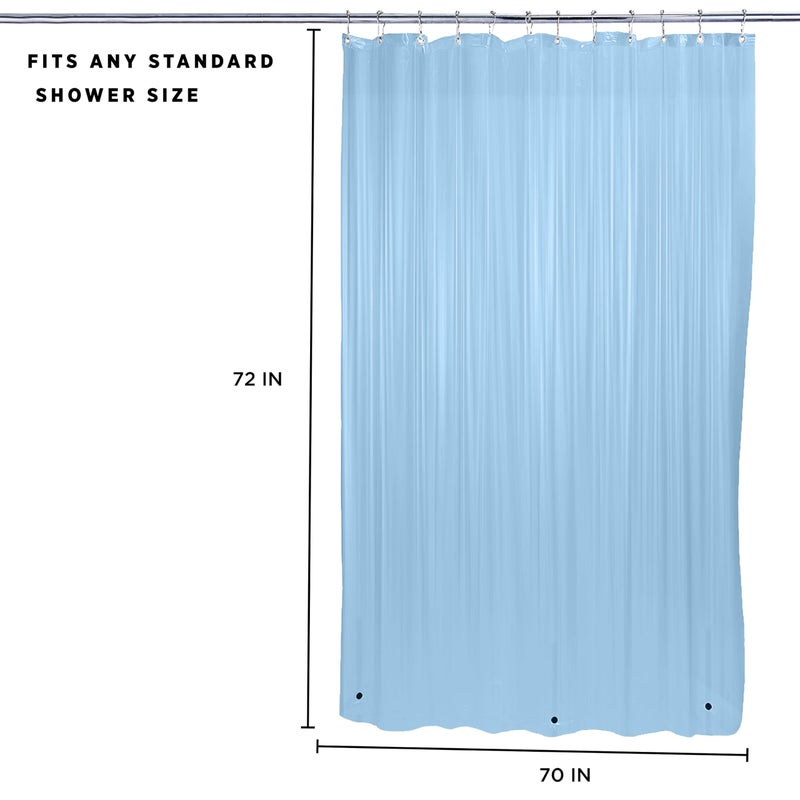 Bath Bliss PVC Heavy Weight Shower Curtain Liner | 4G | 70"x72" | Rust Resistant Copper Grommets | Magnetic Hem | Blue - Image 5